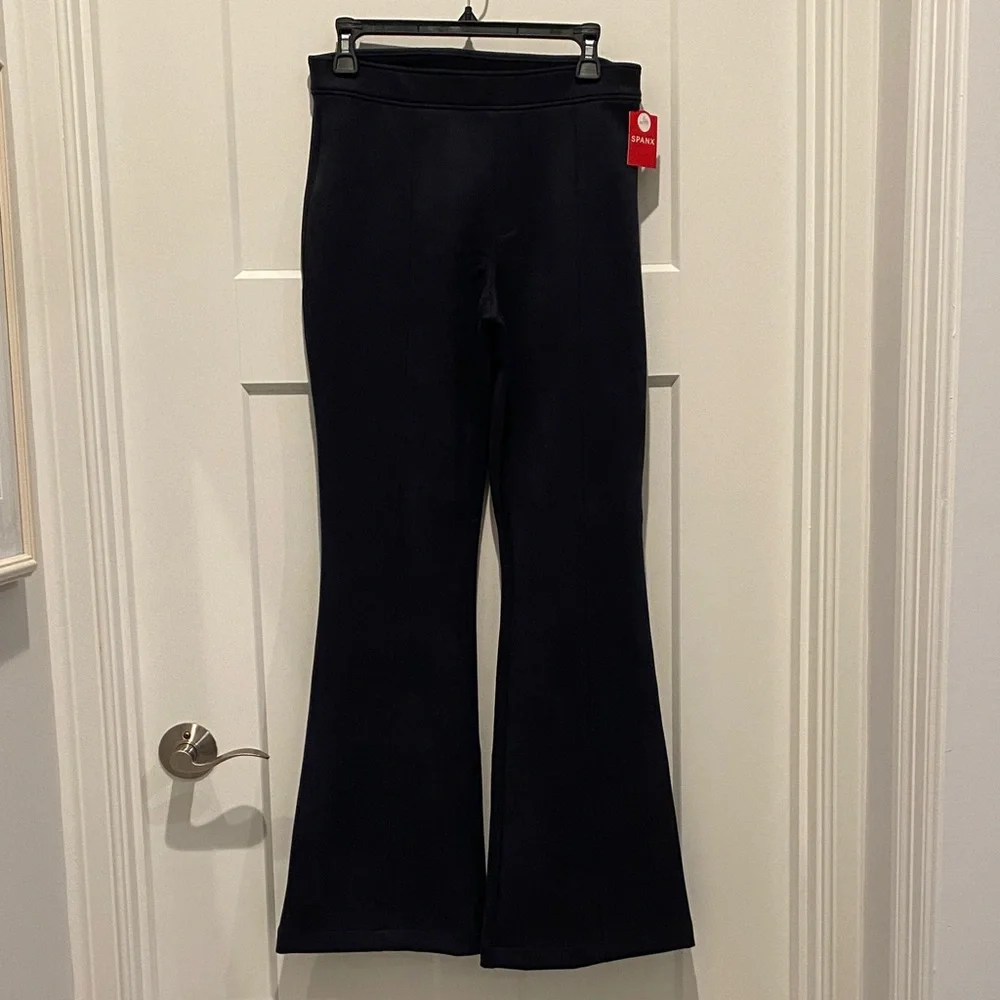 Spanx faux suede flare pants in rich classic navy - Picture 1 of 5